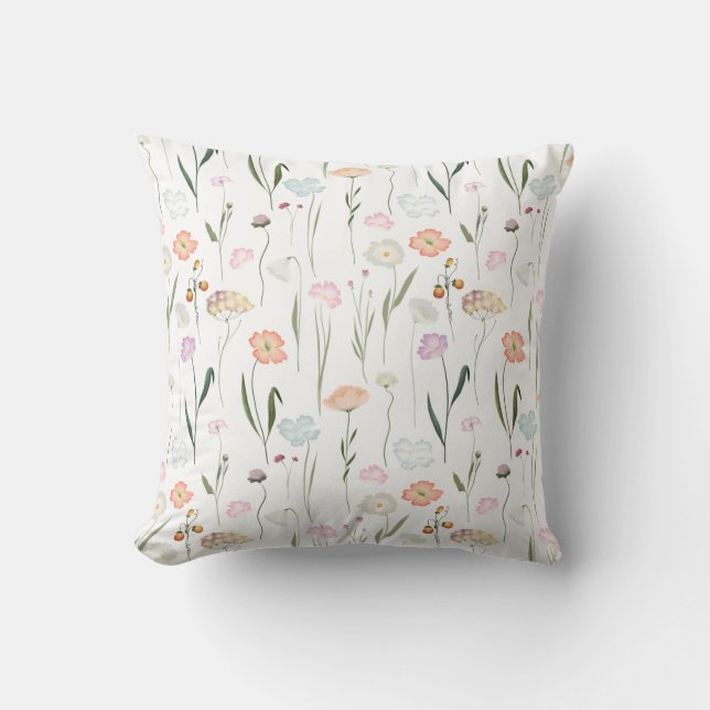 Almofada Padrão Floral bonito de Flores Selvagens (Frente)