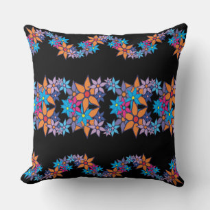 Almofada Padrão Floral Bonito   Fundo Negro