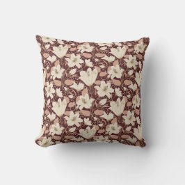 Almofada Padrão Floral Botânico Burgundy Vermelho Beige Lil