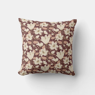 Almofada Padrão Floral Botânico Burgundy Vermelho Beige Lil
