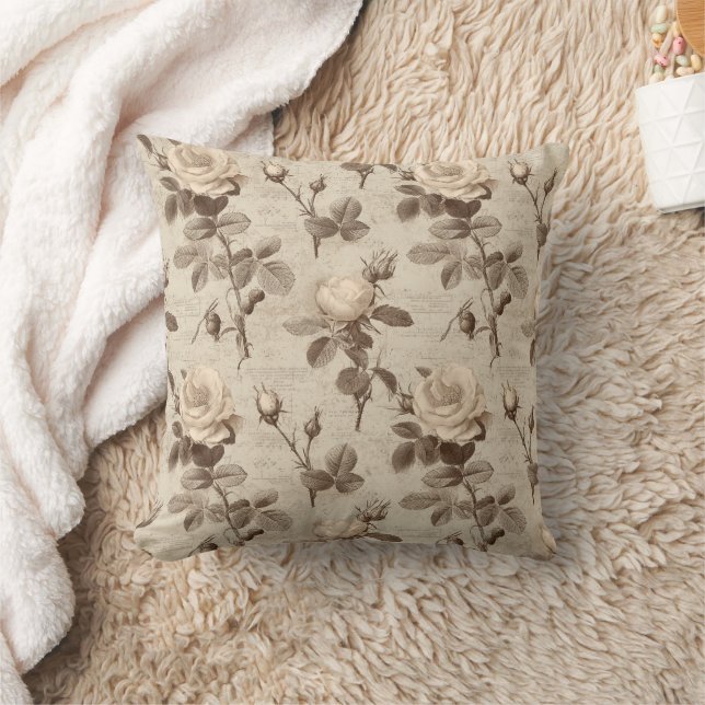 Almofada Padrão Floral Botânico Vintage (5) (Cobertor)