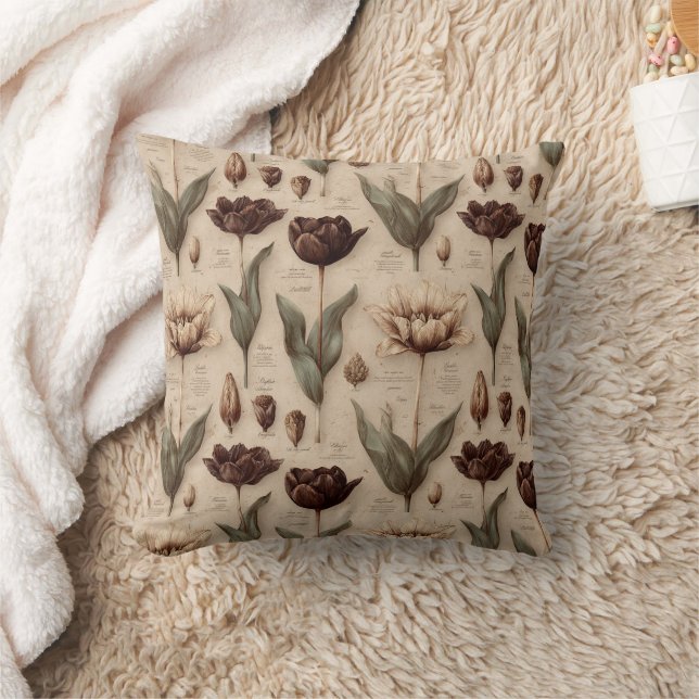 Almofada Padrão Floral Botânico Vintage (6) (Cobertor)