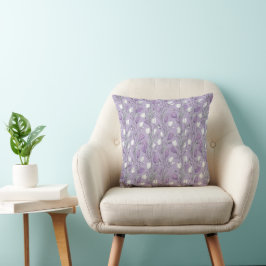 Almofada Padrão Floral Branco Tulipa Lavanda Moderna