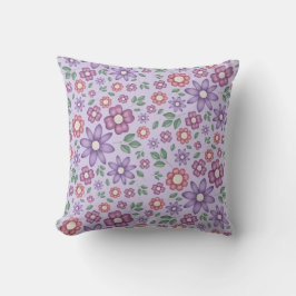 Almofada padrão floral caprichoso de lavanda sonhador