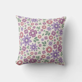 Almofada padrão floral caprichoso em creme suave