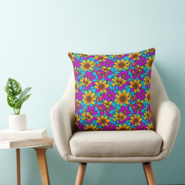 Almofada Padrão floral com arte de linha abstrata 10 - Trav