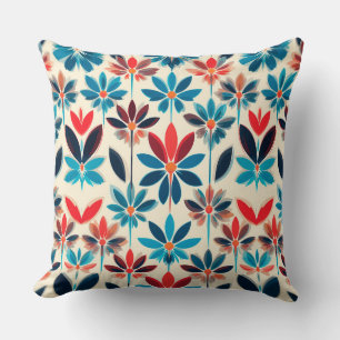Almofada Padrão Floral com Desenho Abstrato Azul
