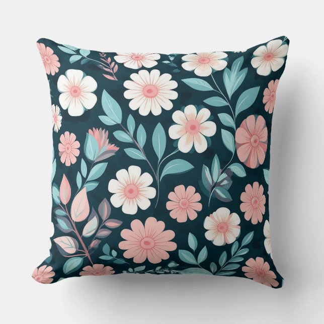 Almofada Padrão Floral Com Flores Pastel (Frente)