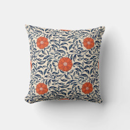 Almofada Padrão floral contínuo com flor laranja vibrante