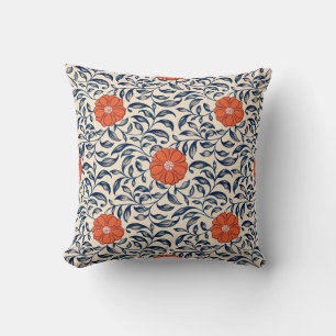 Almofada Padrão floral contínuo com flor laranja vibrante