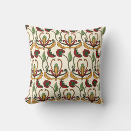 Almofada Padrão floral contínuo com vermelho e amarelo 
