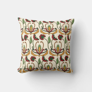Almofada Padrão floral contínuo com vermelho e amarelo