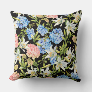 Almofada Padrão Floral Cor-de-rosa Hydrangea Blue Jasmine F