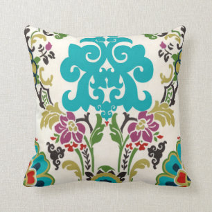 Almofada Padrão Floral Damask Plum Turquoise