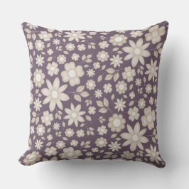 Almofada Padrão Floral de Aquarela Romântica Ameixa Suave