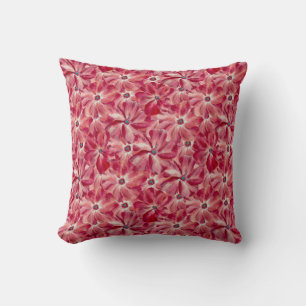 Almofada Padrão Floral de Aquarela Vermelha Moderna