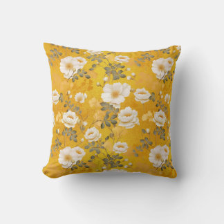 Almofada Padrão floral de Chiyogami em amarelo