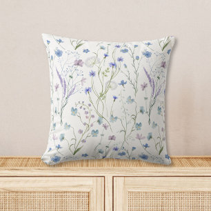 Almofada Padrão Floral de Flor Bonito Roxo Azul