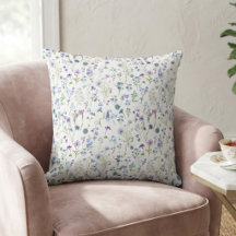 Padrão Floral de Flor Silvestre Roxo Azul Aquarela