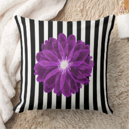 Almofada Padrão Floral de Flor Xray com Stripes Pretas e Br