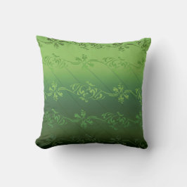 Almofada Padrão Floral de Folha Listrada Gradiente Verde