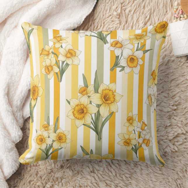 Almofada Padrão Floral de Narciso Listrado (Cobertor)