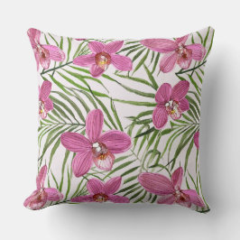 Almofada padrão floral de orquídea rosa