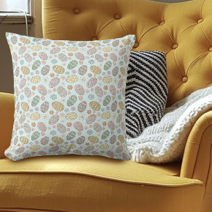 Almofada Padrão Floral de Ovos de Páscoa Pastel Caprichoso