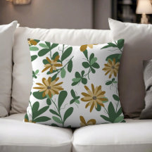 Padrão Floral Design 277 Verde Laranja Branco