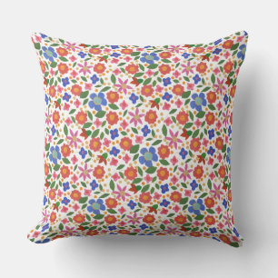 Almofada Padrão Floral do Estilo de Arte Folclórica no Trav