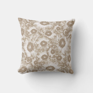 Almofada Padrão Floral do legante Pastel Beige Ivory