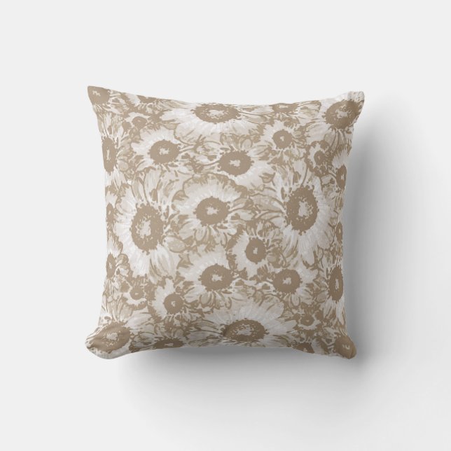 Almofada Padrão Floral do Pastel Beige Ivory (Frente)