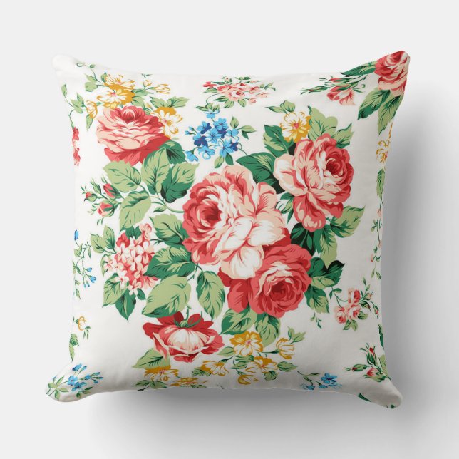 Almofada Padrão Floral Elegante com Elemento Rosa Design (Frente)