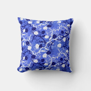 Almofada Padrão Floral Elegante de Cornflower Azul e Branc