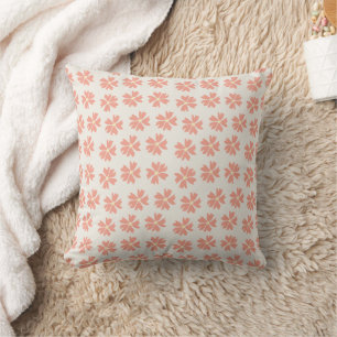 Almofada Padrão floral elegante flores cor-de-rosa em branc
