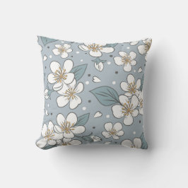 Almofada Padrão Floral Elegante no Fundo Azul Suave