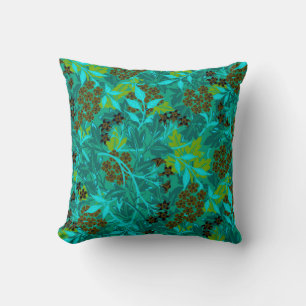 Almofada Padrão Floral Elegante   Teal e Turquesa