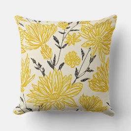 Almofada Padrão floral em amarelo