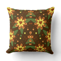 Padrão Floral em Coração de Outono Daisy Retro