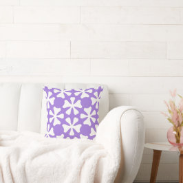 Almofada Padrão Floral Geométrico Moderno Roxo e Branco
