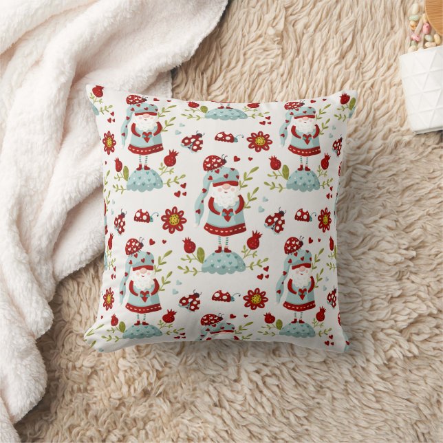 Almofada Padrão Floral Gnome Escandinavo Fofo (Cobertor)