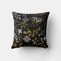 Padrão floral intrincado com dourado e branco