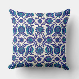 Almofada Padrão Floral Iznik Azul