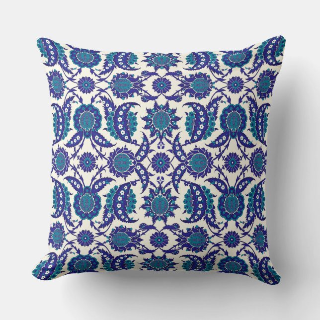Almofada Padrão Floral Iznik Azul (Frente)