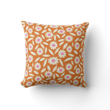 Padrão Floral Laranja Flor de Margarida Retro 70s
