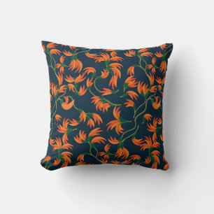 Almofada Padrão Floral Laranja Fluido