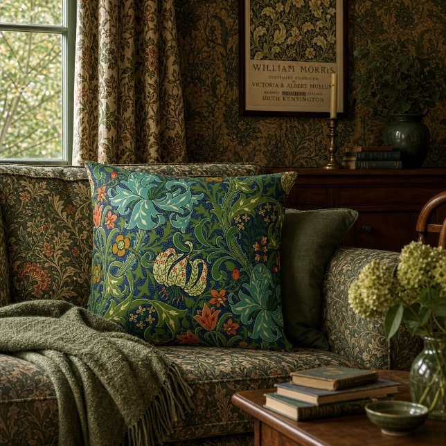 Almofada Padrão Floral Lírio Dourado de William Morris (Criador carregado)
