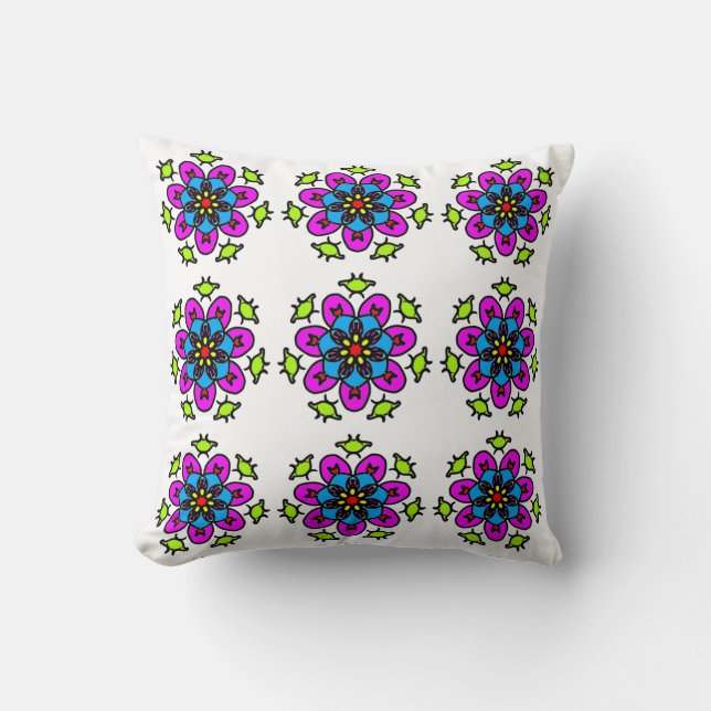 Almofada Padrão Floral Mandala Sem Costura (Frente)