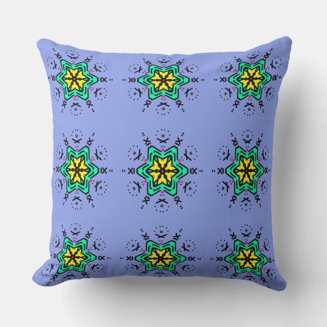 Almofada Padrão Floral Mandala Sem Costura (Frente)