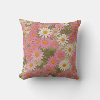 Almofada Padrão Floral Margarida Retro Estética Design
